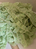 10yds 0.75 Inch Shimmer Elastic Ruffle Trim, Green Ruched Stretch Lace for Sewing, Y2K & Coquette Crafts Retail Wholesale