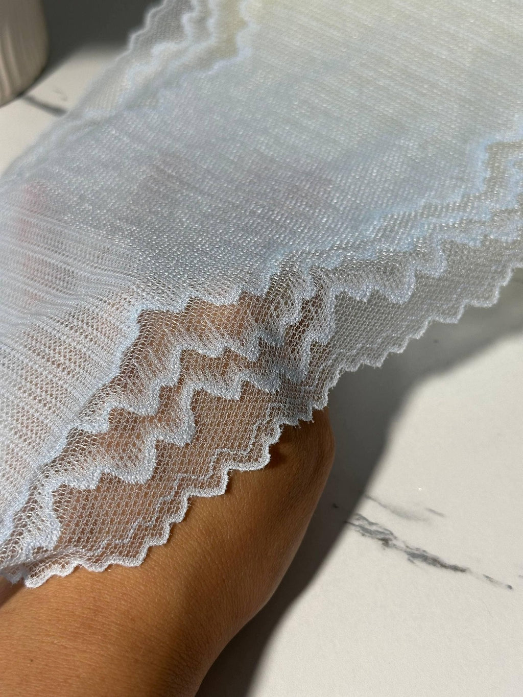 2Yds Soft Stretch 7.5" Ice Light Blue Zigzag Wave Mesh Lace Trim Wholesale