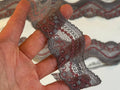 10yds Two Tone Charcoal & Rusty Red Stretch Scalloped Wavy Lace Trim for Lingerie Crafts Sewing, 1.5" Retail Wholesale