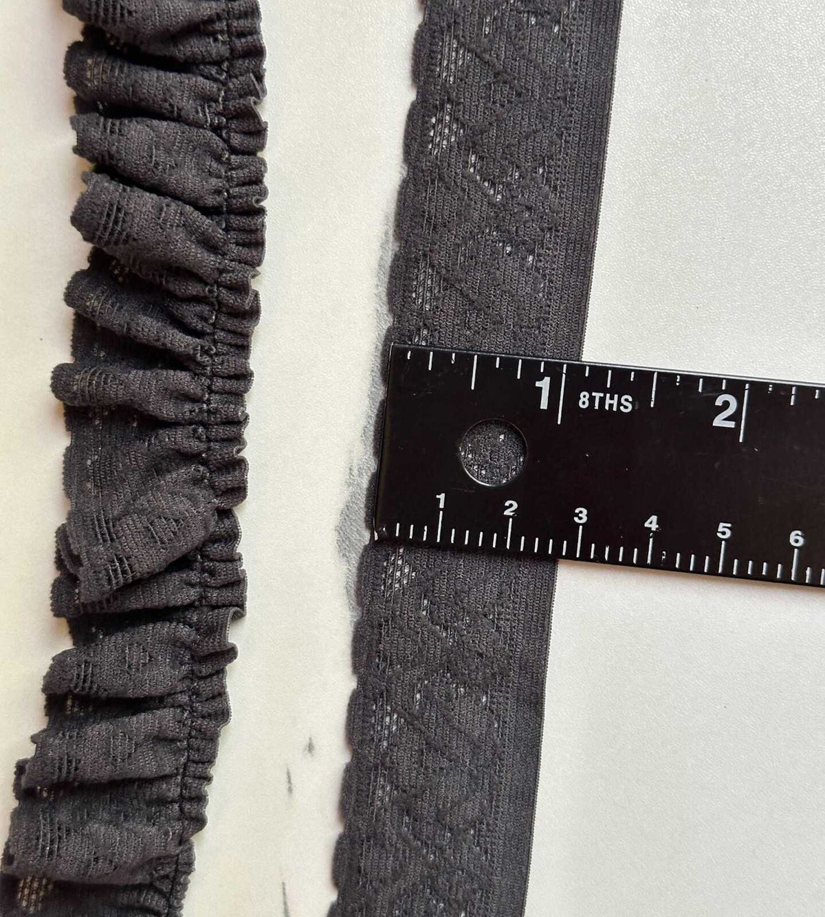 10yds  Classic Charcoal Gray Geometric Stretch Elastic Lace Trim   Narrow Ribbon Available Flat for Lingerie Crafts, 1"