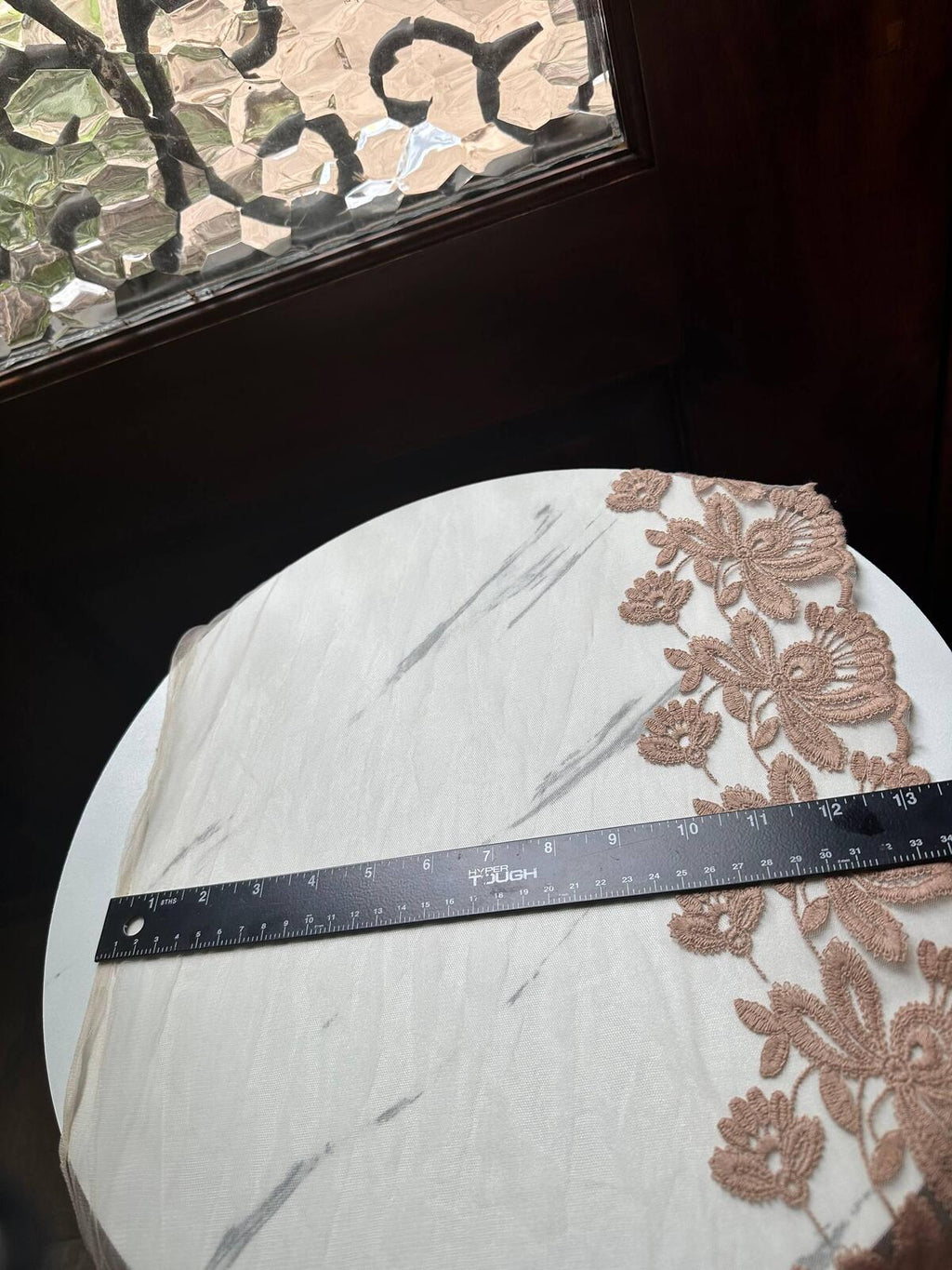 Champagne Gold Embroidered Organza Wide Lace Trim by Yard, Bedspread Bed Skirt Veil Scallop Border, 13", Retail Wholesale Bulk