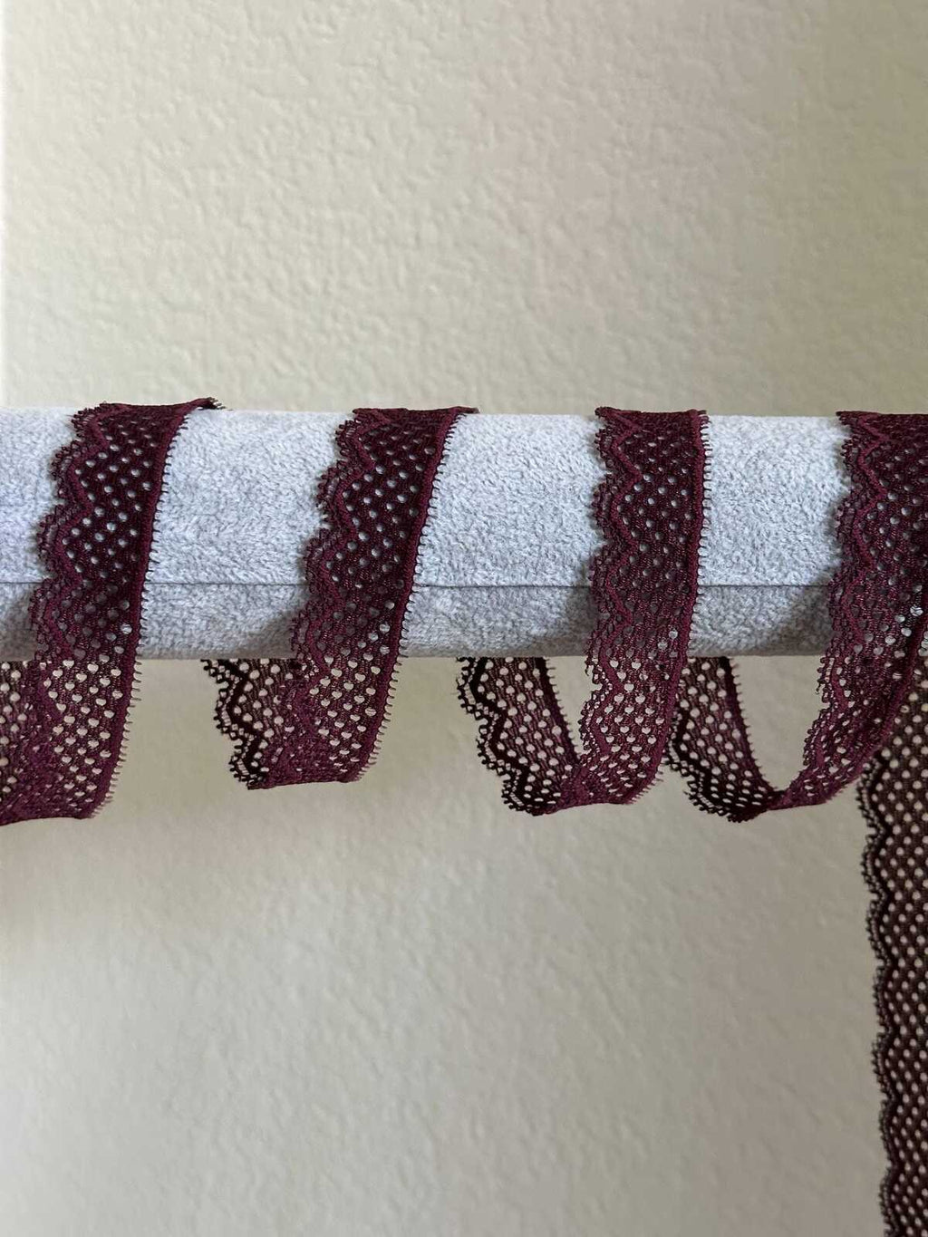 10yds  0.75" Burgundy Stretch Elastic Lace Trim Dainty Scalloped Edge Wine Ribbon for Lingerie  Crafts Sewing Retail Wholesale