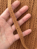 10Yds Non-Stretch 0.35" Brown Cotton Crochet Lace Trim, DIY Craft Wholesale