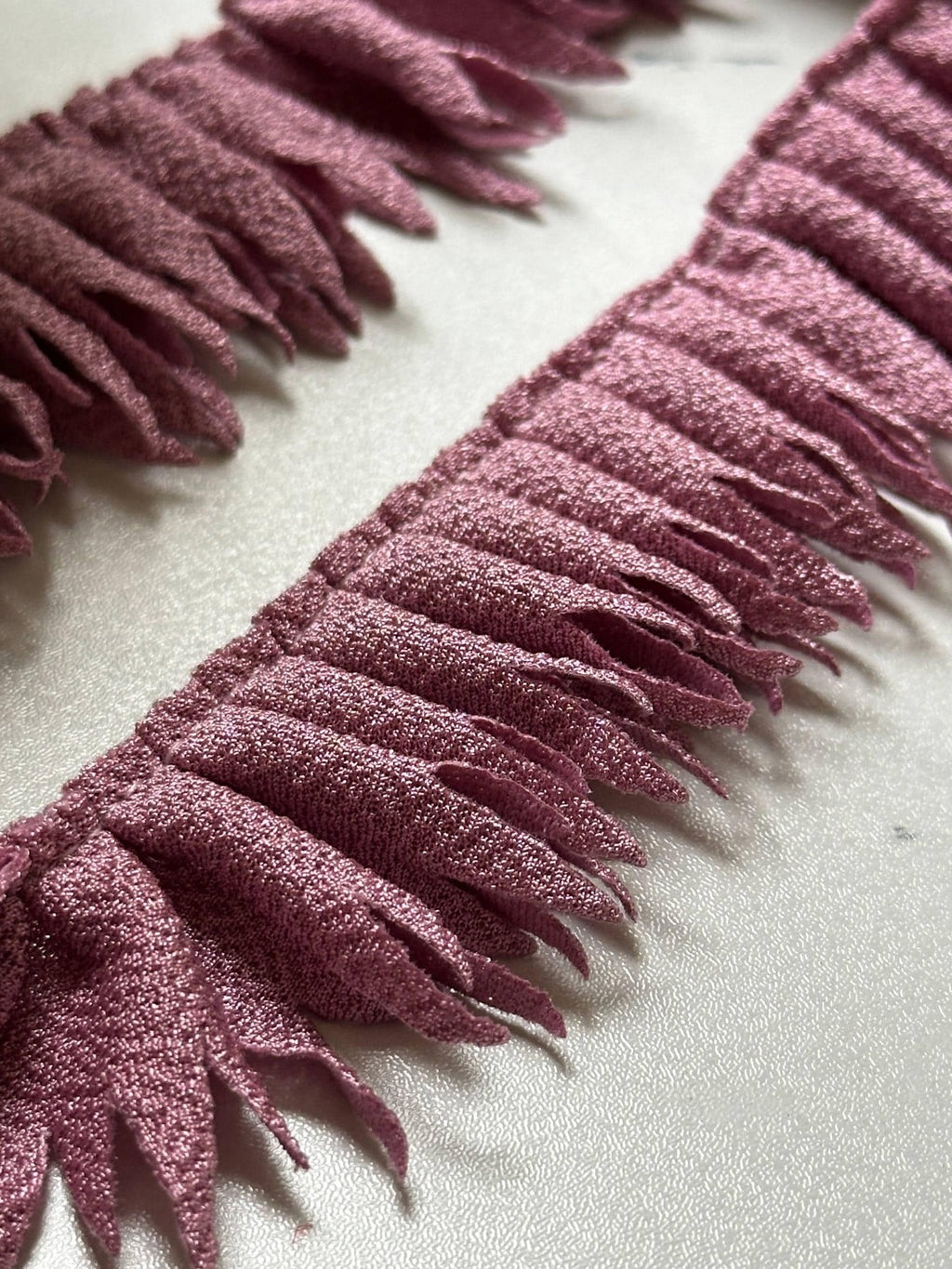 Dusty Mauve Pleated Fringe Trim by Yard, Pleated Ribbon, Soft Skin Friendly Coquette Craft Supply, 1", Retail Wholesale Bulk