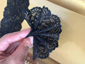 3yard,2.3" Black Stretch Lace Trim by the Yard, Soft Floral Elastic Double Scalloped Lace for Gothic Lolita, Lingerie, Choker, Doll Clothes