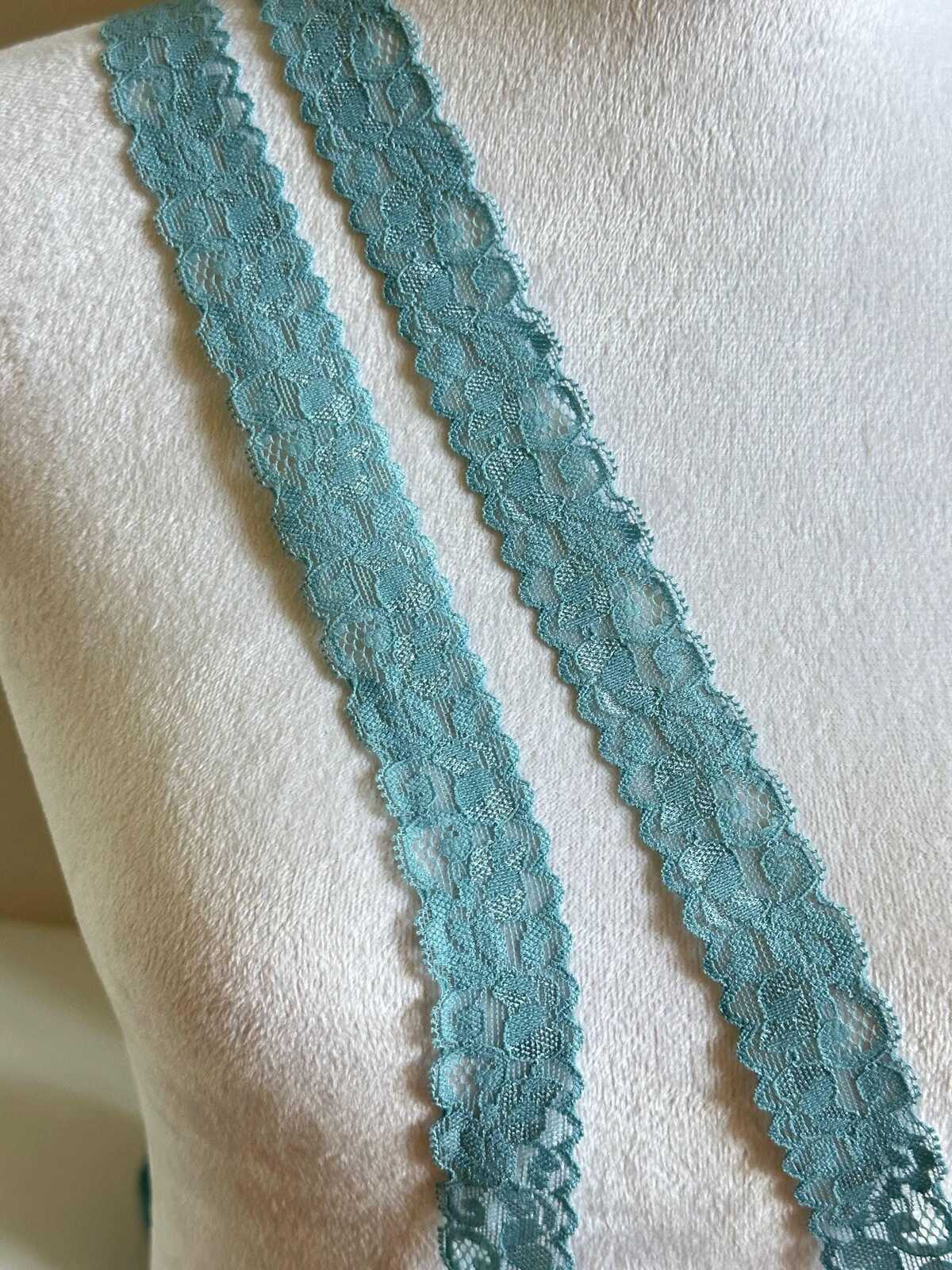 10yds 1" Sage Green Stretch Elastic Lace Trim Dainty Scalloped Edge Floral Ribbon for Lingerie  Crafts Sewing Retail Wholesale