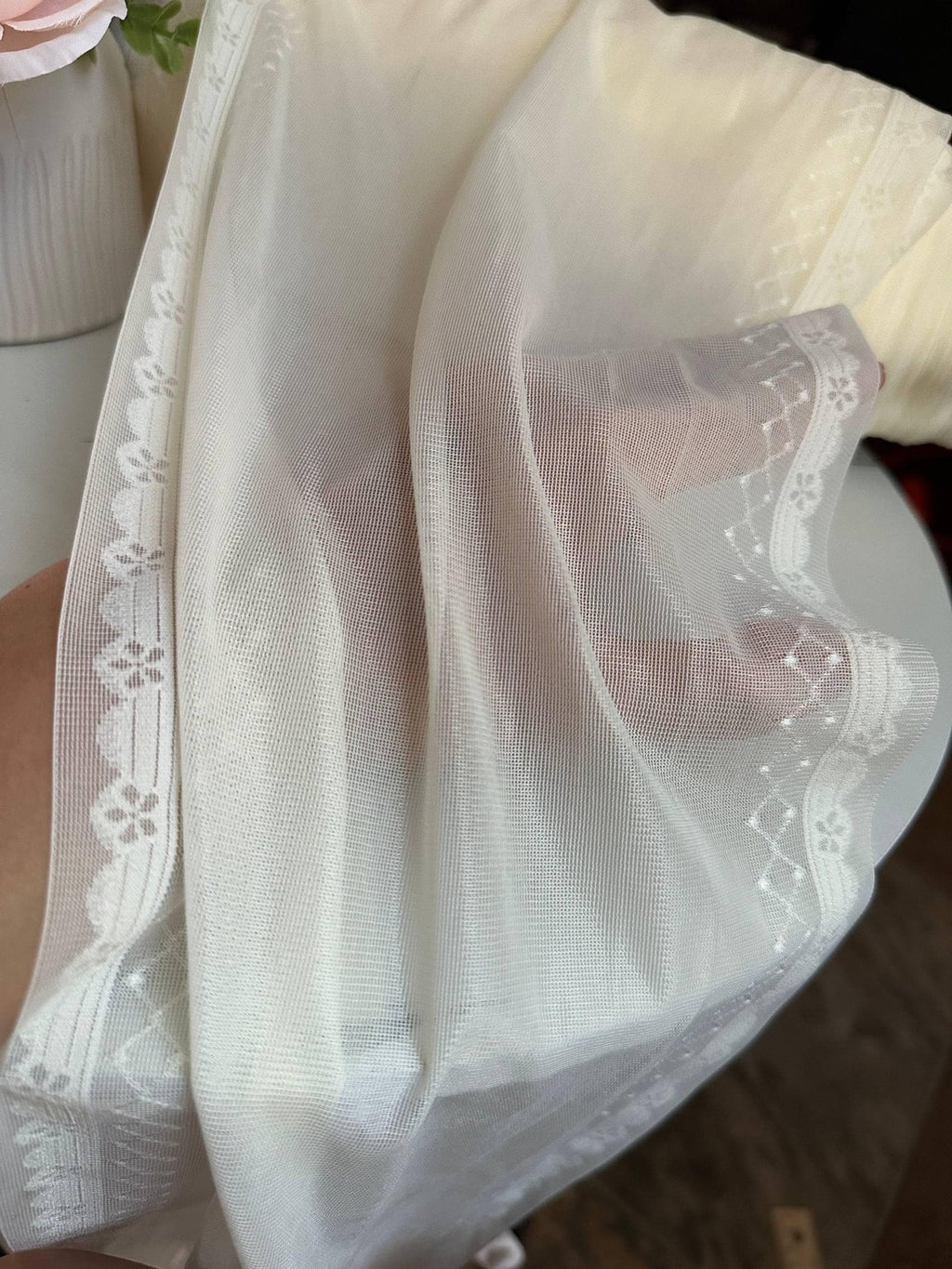Ivory Seamless Mesh Lace Trim, 9" Lingerie Stretch, Bulk Clearance Coquette Y2K Lace, Underwear Trim, DIY Sewing, Retail Wholesale