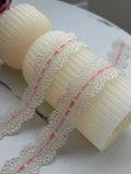 10Yds Stretch 1" Off-White Pink Faux Beading Ribbon Stretch Lace Wholesale