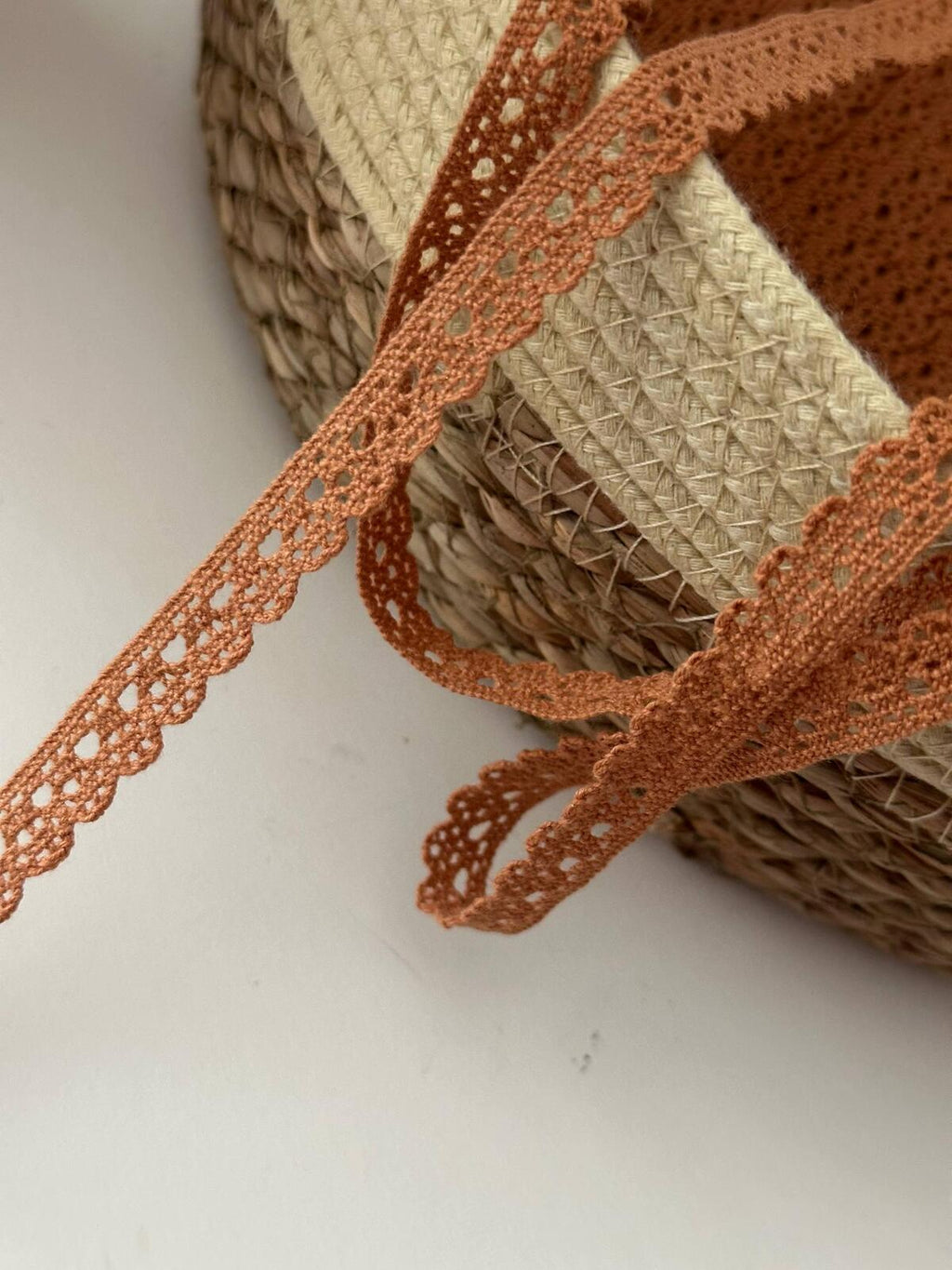 10Yds Non-Stretch 0.35" Brown Cotton Crochet Lace Trim, DIY Craft Wholesale
