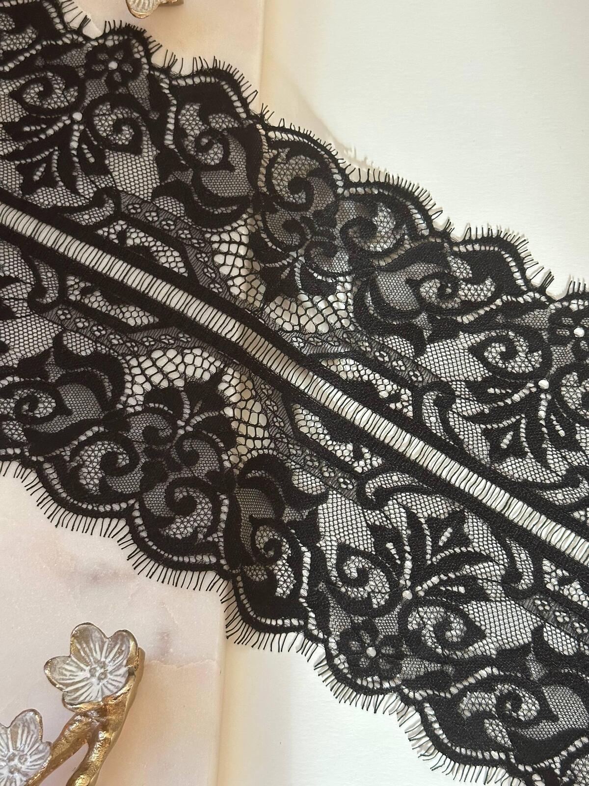 Black Eyelash Lace Trim, 3 Yards per Piece 7" Non-Stretch Lace, Bulk Clearance Coquette Y2K Lace, DIY Sewing, Retail Wholesale