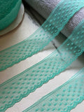 10yds Mint Green Polka Dot Mesh Lace Trim by the Yard, Narrow Sheer Point d'Esprit Scalloped Ribbon for Lingerie Crafts, 1.1"