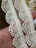 Natural Cotton Scalloped Lace Trim by Yard, Unbleached Shell Crochet Ribbon, Coquette Craft Supply, 1", Retail Wholesale Bulk