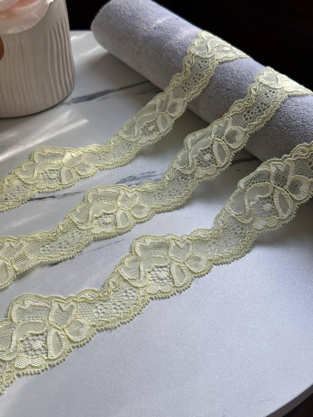 5yds Butter Yellow Floral Lace Trim, 1.75" Stretch Ribbon, Bulk Clearance Coquette Y2K Lace, Lingerie Lace, DIY Sewing, Retail Wholesale