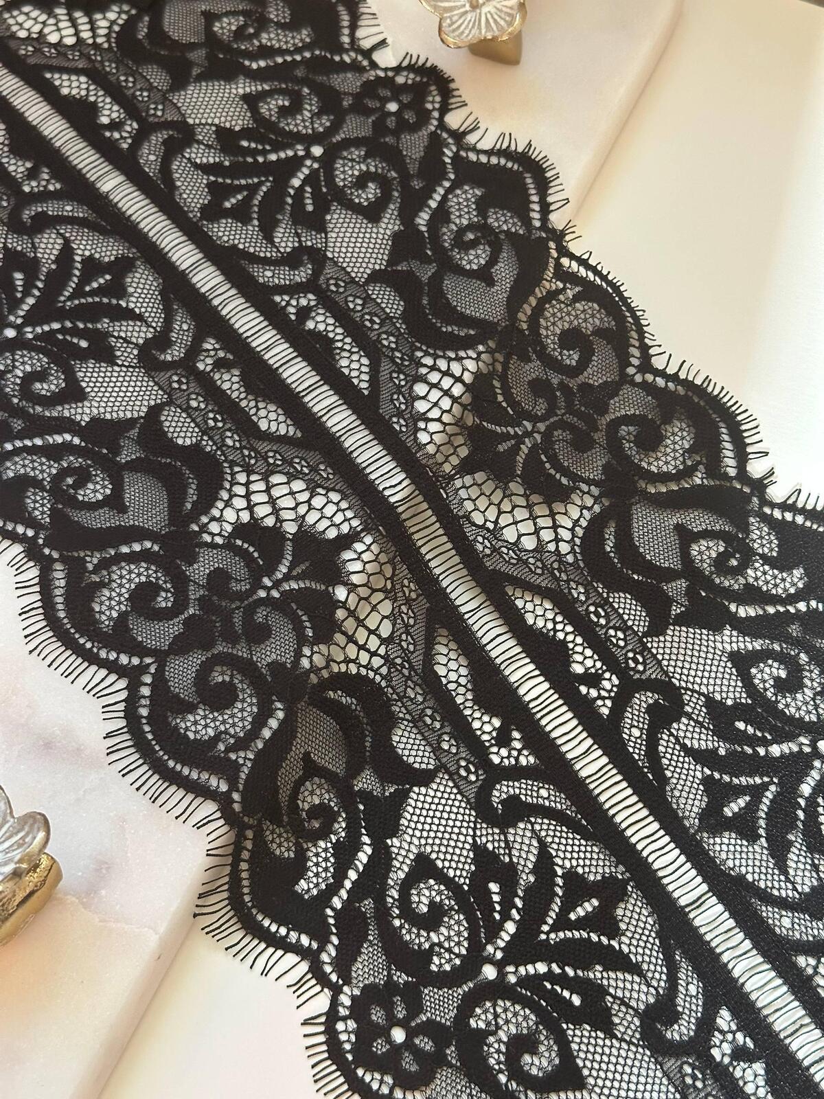 Black Eyelash Lace Trim, 3 Yards per Piece 7" Non-Stretch Lace, Bulk Clearance Coquette Y2K Lace, DIY Sewing, Retail Wholesale