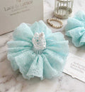 Oversized Double Layer Lace Scrunchie, Jumbo Handmade Mint Blue Ruffle Hair Tie, Elegant Balletcore Coquette Ponytail Holder, Gift