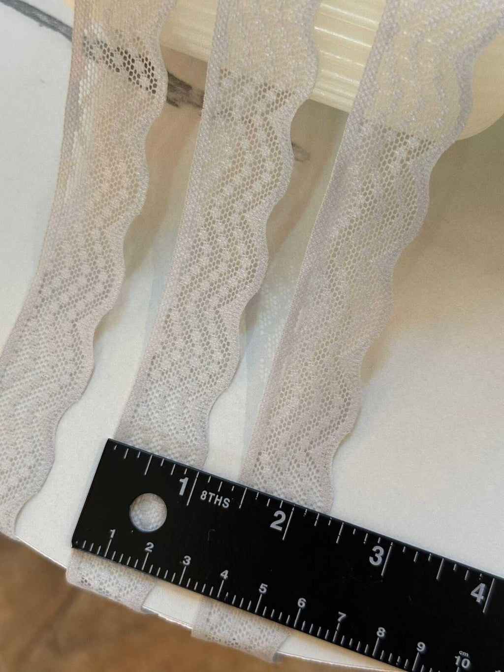 10yds  1" Very Pale Gray Stretch Elastic Lace Trim Dainty Scalloped Edge Swiss Dot Ribbon for Lingerie Underwear  Wholesale Crafts Sewing