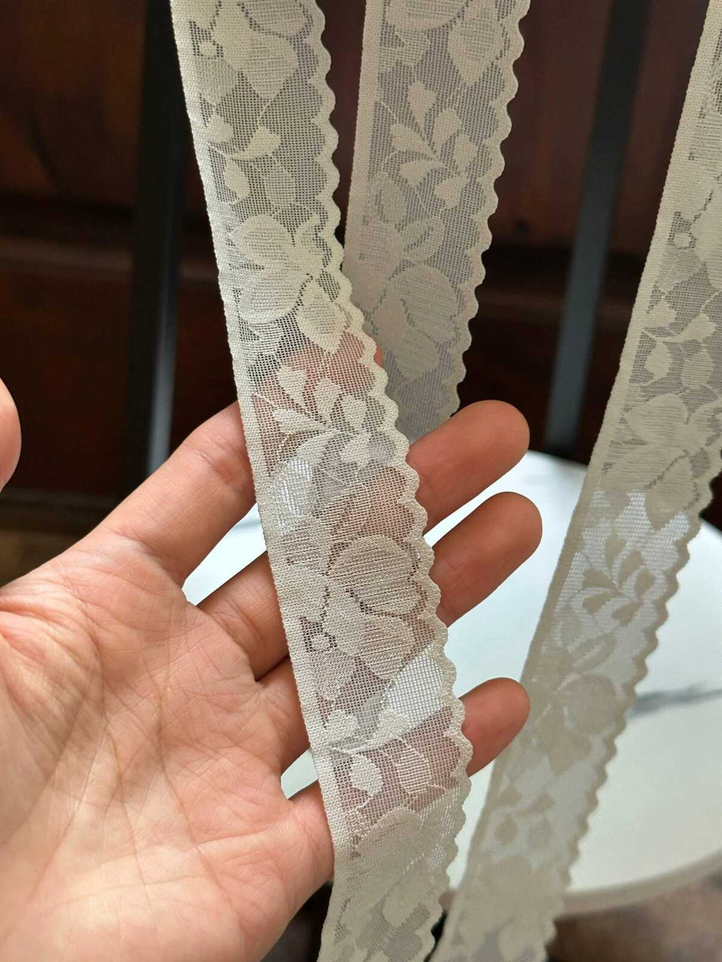 Pale Sage Green Ultra Soft High Stretch Elastic Lace Trim Invisible Seamless Scalloped Edge Underwear Ribbon for Lingerie Crafts, 1.25"