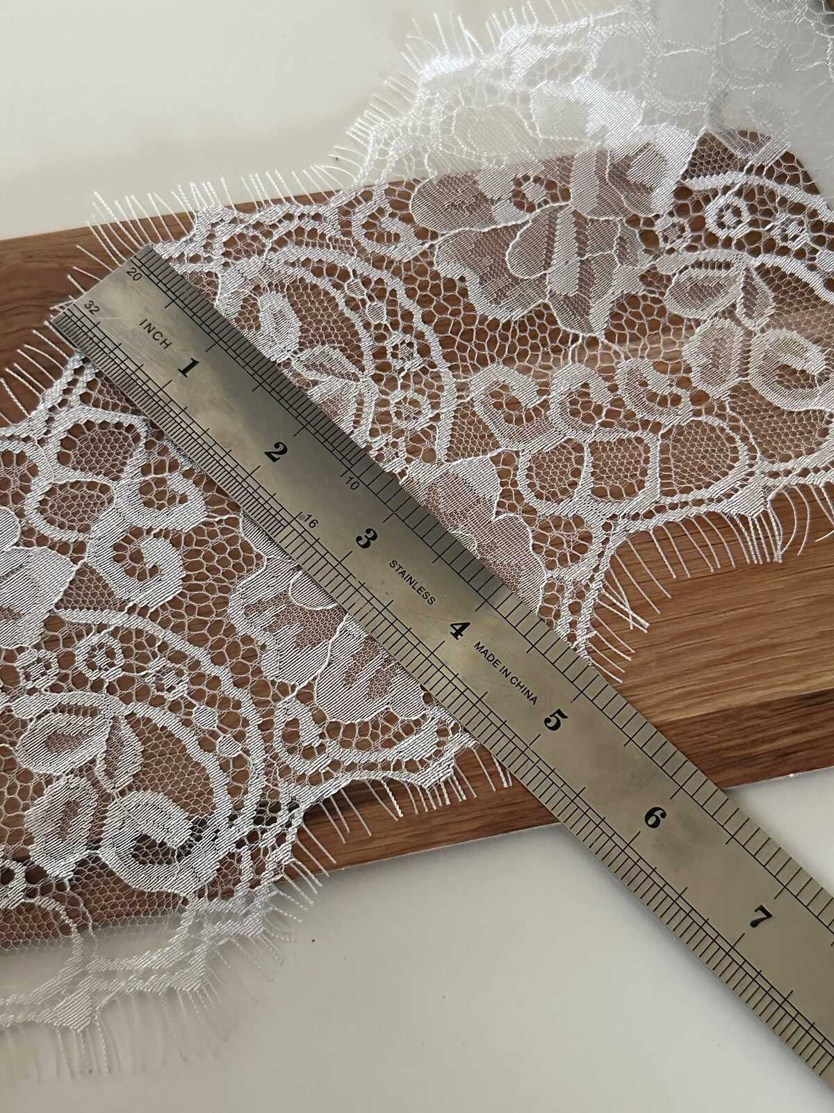 3Yds White Non-Stretch Eyelash Lace, 5" Chantilly Trim, Bulk Clearance Coquette Y2K Lace, Bridal Lace, Garment Trim, Retail Wholesale