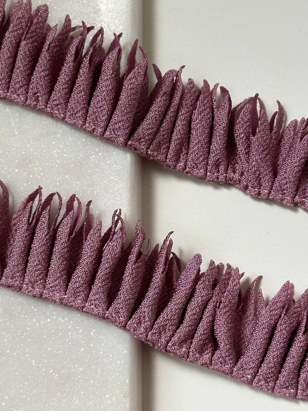 Dusty Mauve Pleated Fringe Trim by Yard, Pleated Ribbon, Soft Skin Friendly Coquette Craft Supply, 1", Retail Wholesale Bulk