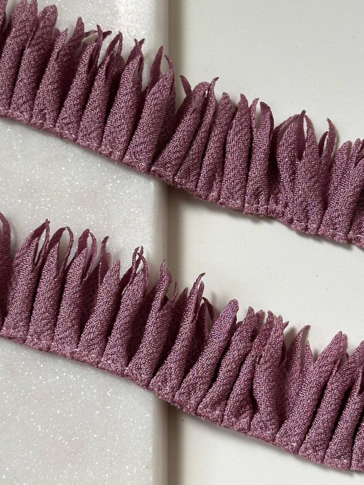 Dusty Mauve Pleated Fringe Trim by Yard, Pleated Ribbon, Soft Skin Friendly Coquette Craft Supply, 1", Retail Wholesale Bulk