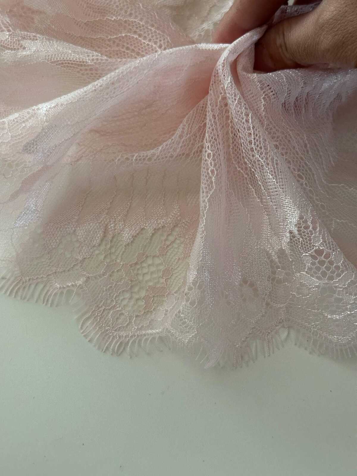 3Yds Pink Eyelash Lace Trim, 6.5" Non-Stretch Chantilly Lace, Bulk Clearance Coquette Y2K Lace, Lingerie, DIY Sewing, Retail Wholesale