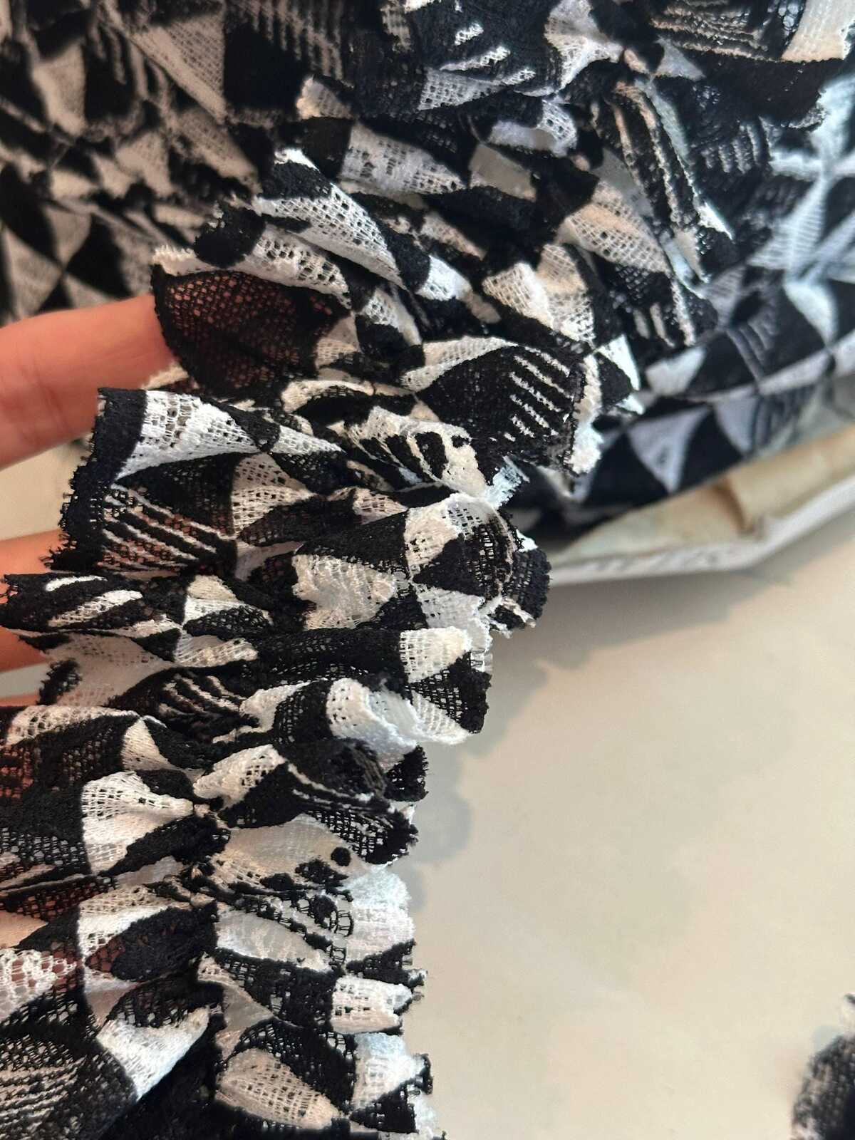 10yds 2.25" Black White Geometric Lace Trim Floral Mesh Ribbon by the Yard for Lingerie Underwear Doll Clothes Goth Punk Sewing Crafting DIY