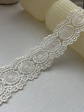 6Yds Non-Stretch 1.5" Off-White Circular Guipure Venetian Lace Trim Wholesale