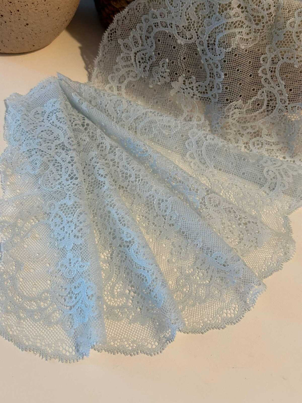1Yd Stretch 8" Light Blue Floral Wide Stretch Lace Trim, Sewing Craft Wholesale