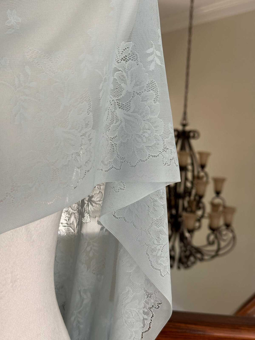 1Yd Stretch 12" Sage Seafoam Green Ultra Wide Floral Stretch Lace Wholesale