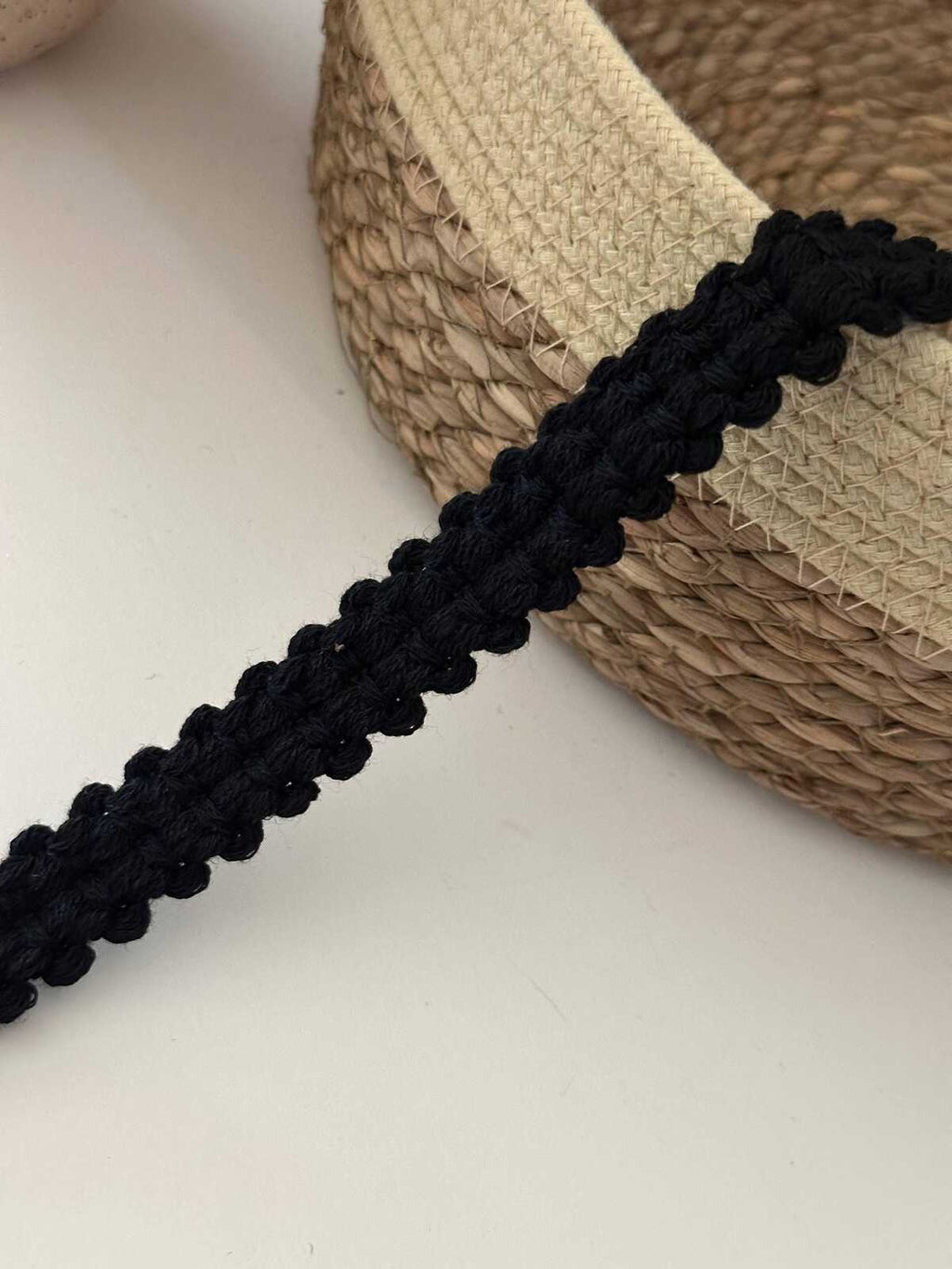 5Yds Non-Stretch 0.8" Black Braided Wool Yarn Braid Trim, DIY Craft Wholesale