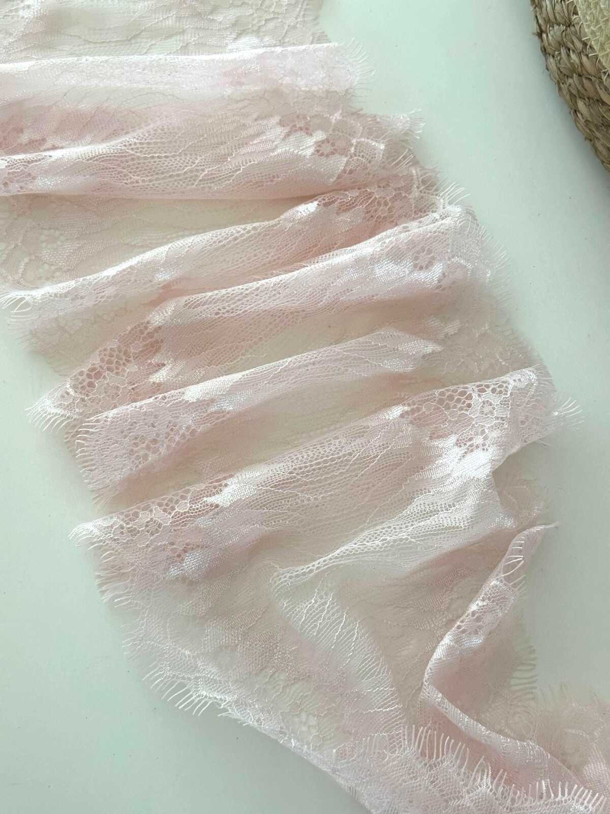 3Yds Pink Eyelash Lace Trim, 6.5" Non-Stretch Chantilly Lace, Bulk Clearance Coquette Y2K Lace, Lingerie, DIY Sewing, Retail Wholesale