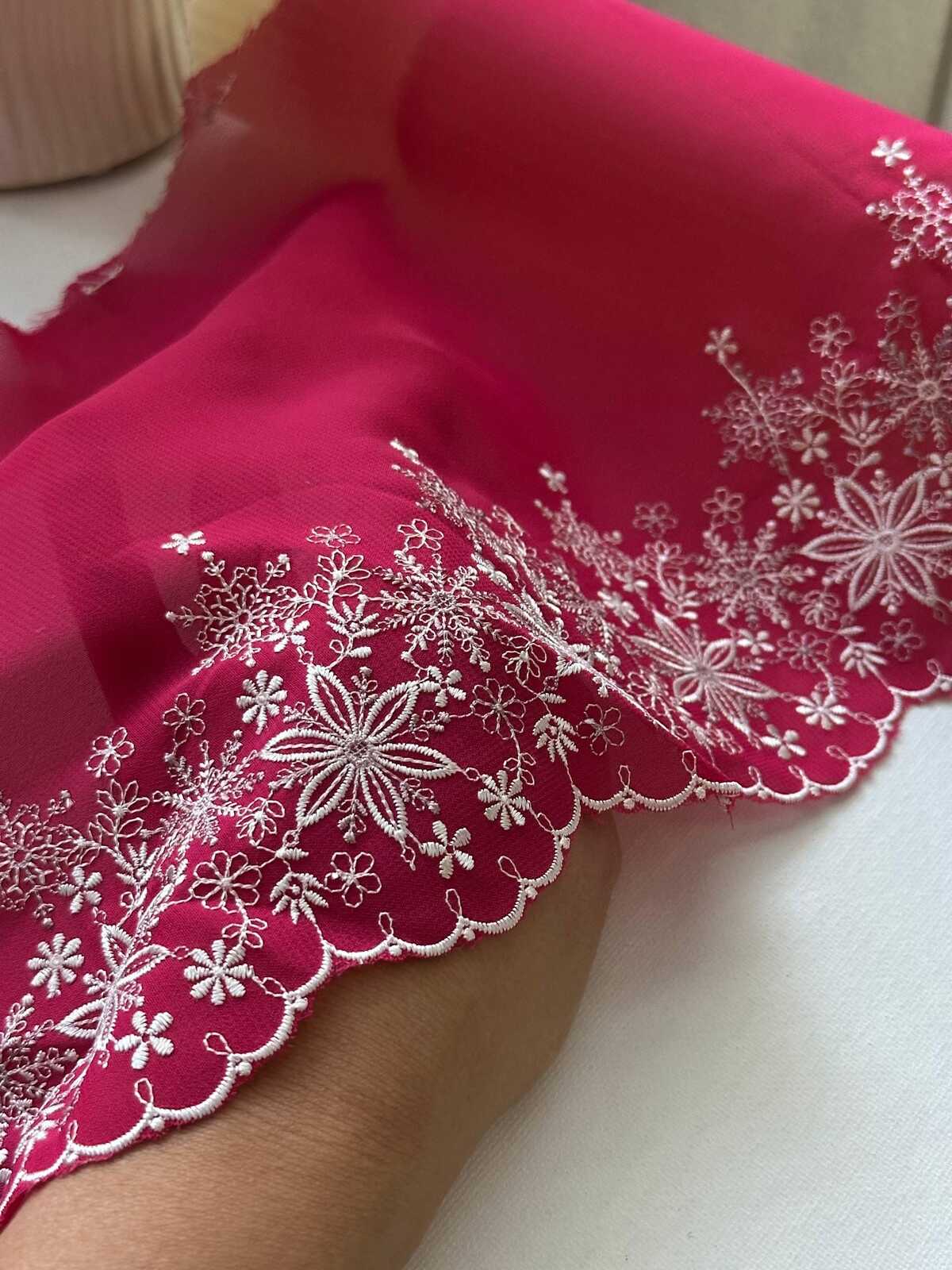 1Yd 9" Burgundy Wine Snowflake Floral Embroidered Mesh Lace Wholesale