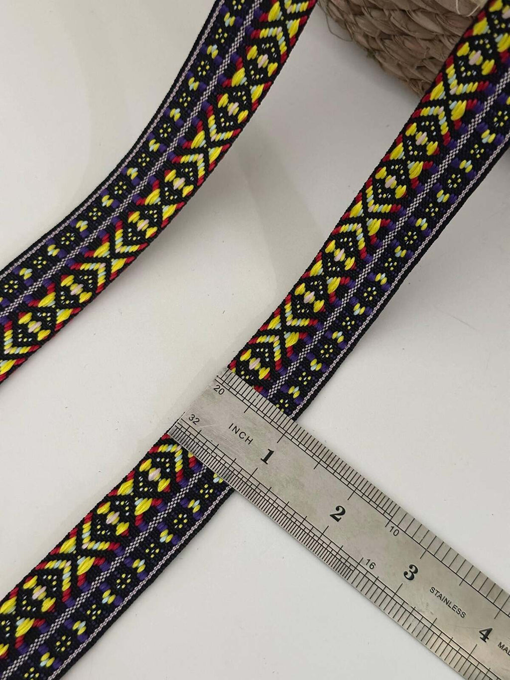 5Yds Non-Stretch 1" Tribal Jacquard Ribbon Trim, Boho Vintage Craft Wholesale