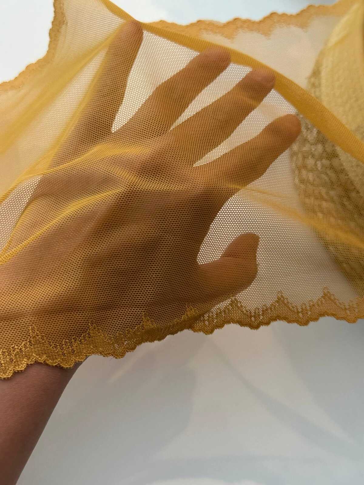 1 yard Honey Gold Stretch Mesh Lace Trim, 8.5" Wide Ribbon, Bulk Clearance Coquette Y2K Lace, Lingerie Lace, DIY Sewing, Retail Wholesale