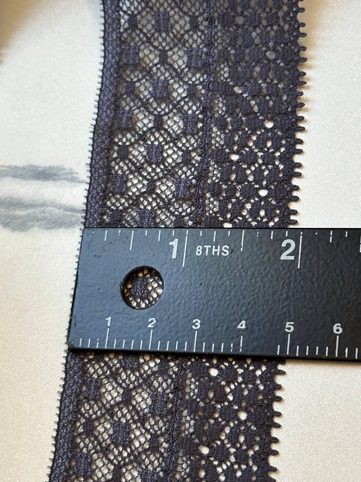 Soft Slate Charcoal Blue Textured Dot Stretch Lace Trim by the Yard, Micro Elastic Ribbon for Crafts, 1.85", Retail Wholesale Bulk