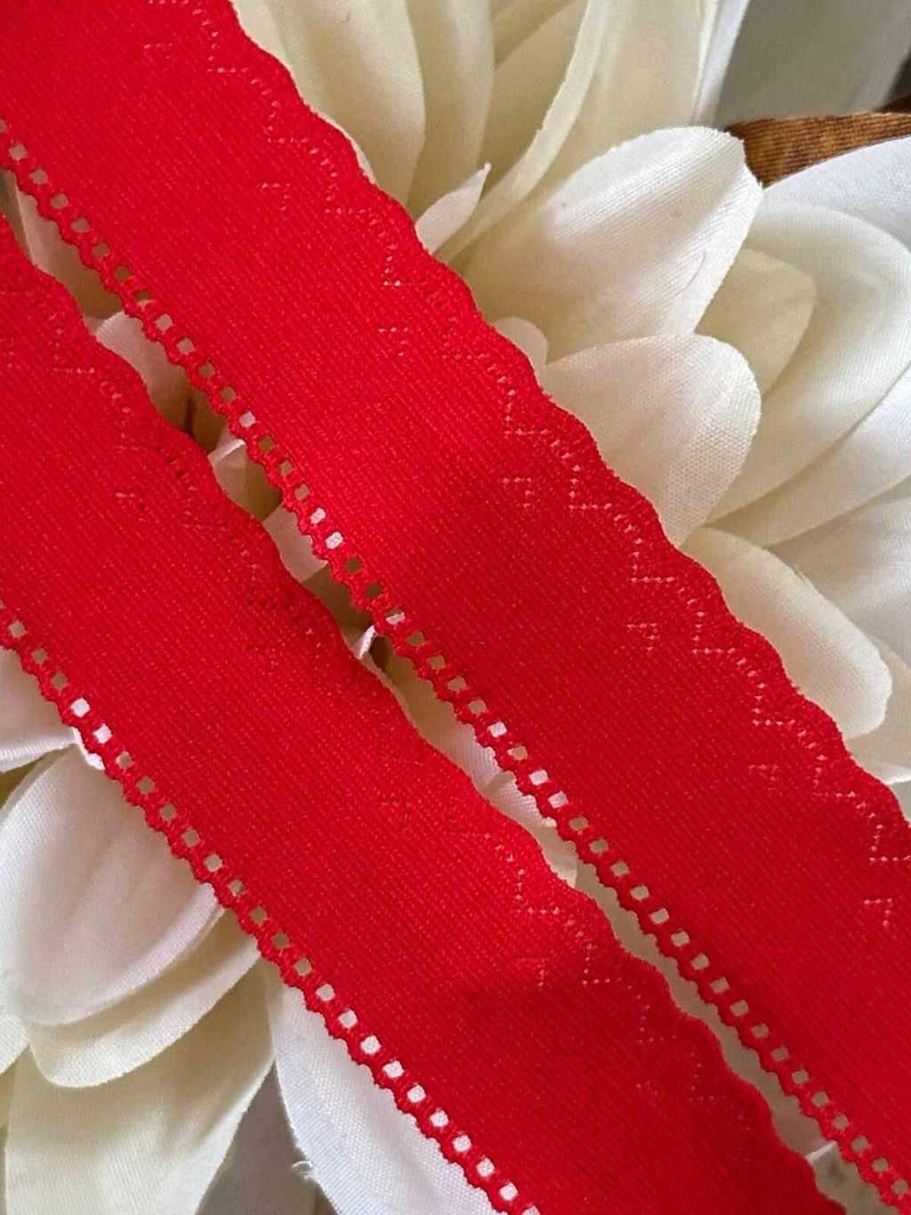 10 yds Red Lingerie Elastic Trim by Yard, 0.75" Ultra Soft Stretch Ribbon, Crimson Picot Edge, Coquette Craft Supply, DIY Sewing, Wholesale
