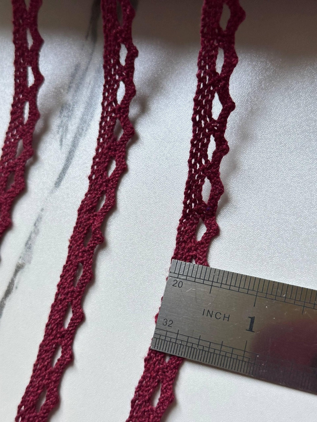 10yds Burgundy Cotton Picot Lace Trim, 0.4" Narrow Ribbon, Bulk Clearance Coquette Y2K Lace, Edging Trim, DIY Sewing, Retail Wholesale