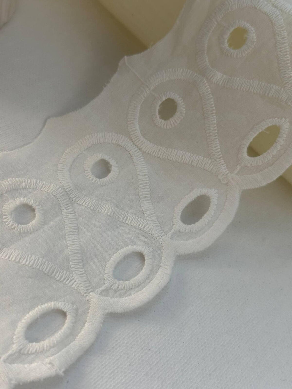 2Yds Non-Stretch 3" Off-White Cotton Eyelet Teardrop Scalloped Lace Wholesale