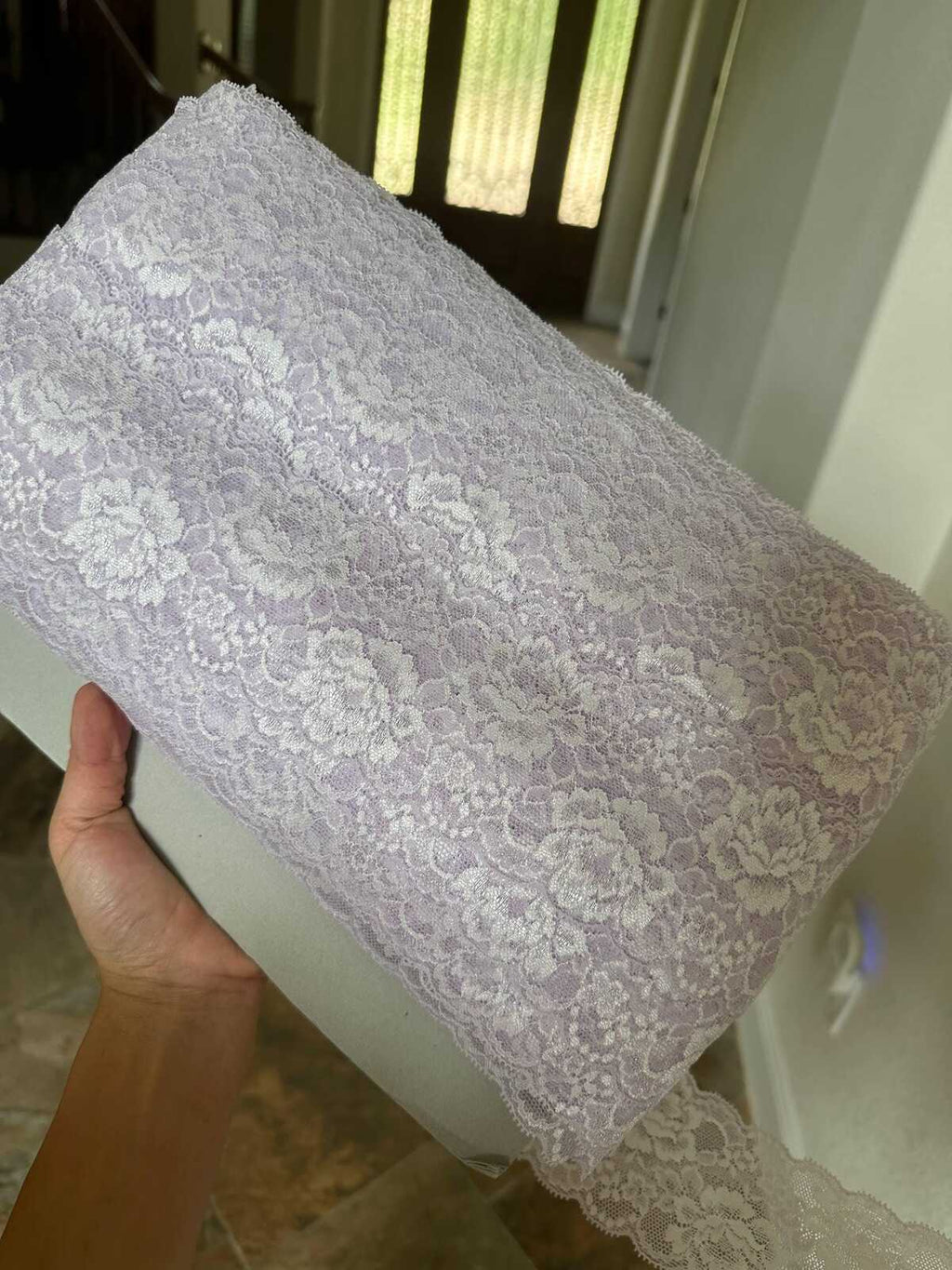 10yds 3" Pale Lavender Stretch Lace Trim Soft Scalloped Edge Light Purple Floral Galloon Ribbon for Lingerie  Crafts Sewing  Wholesale