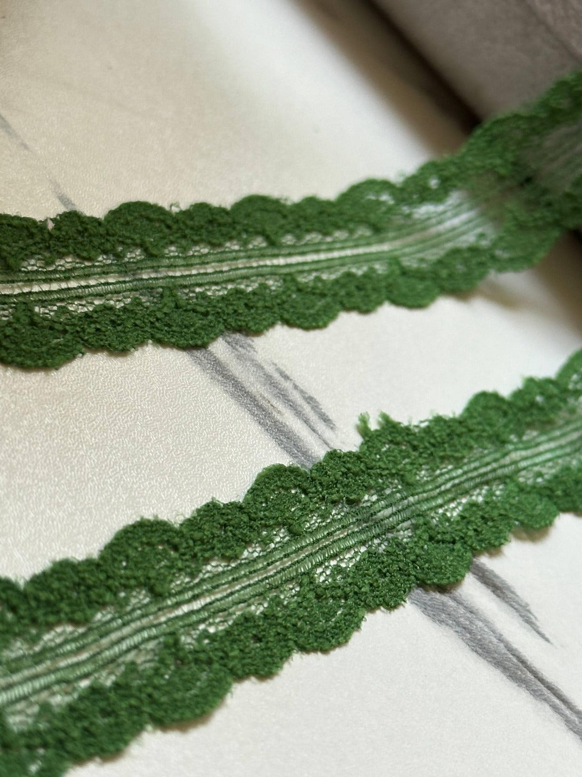10yds  Forest Christmas Green Splitable Non-Stretch Lace Trim by the Yard, Dual Edge Narrow Ribbon for Crafts, 0.75", Retail Wholesale Bulk