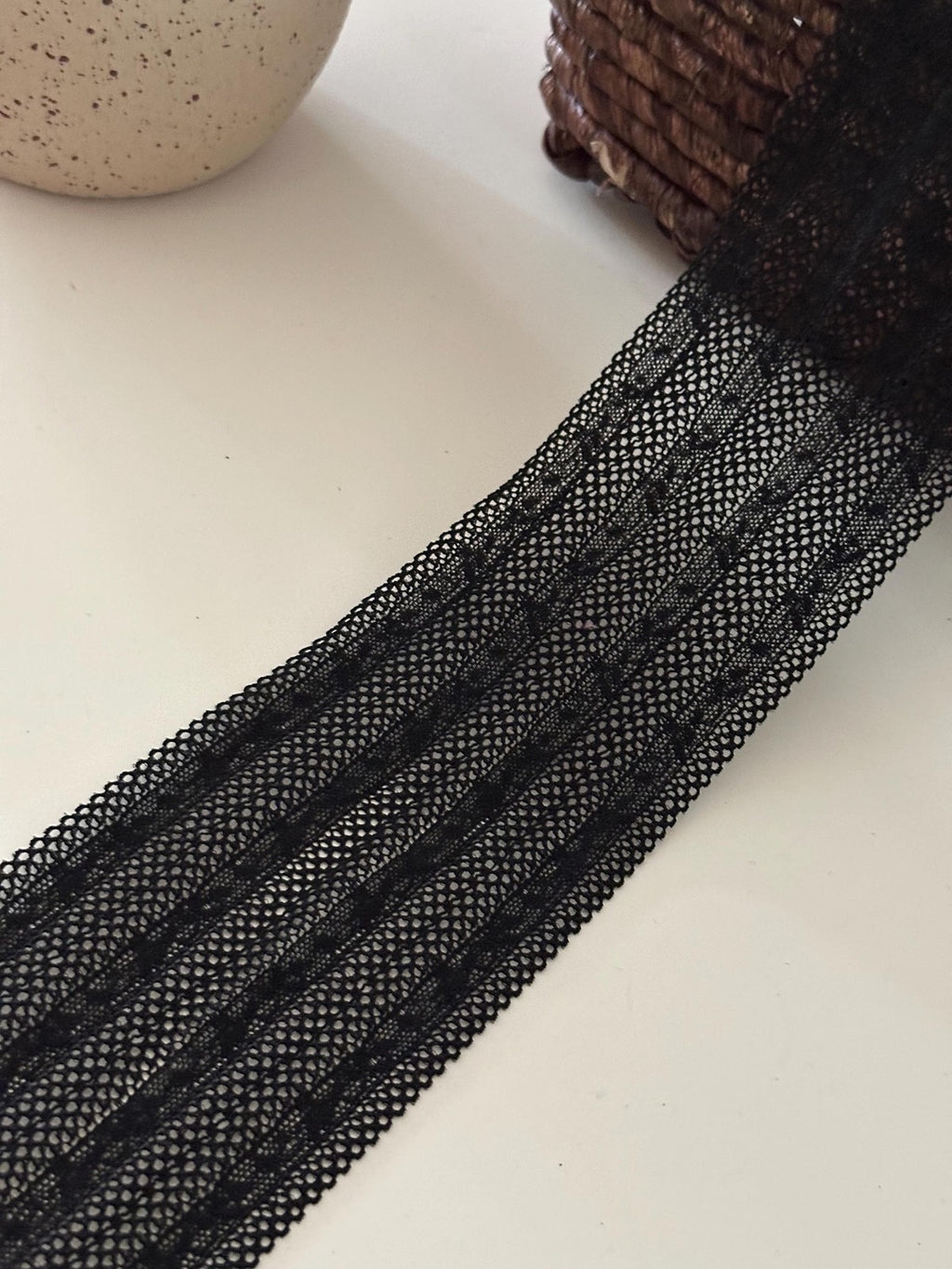 3Yds Stretch 3" Black Mesh Geometric Pattern Stretch Lace Trim, Wholesale