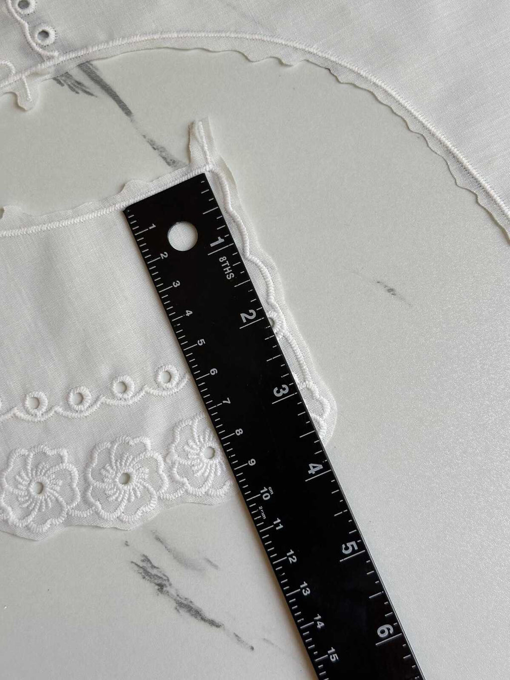Off White Cotton Eyelet Embroidered Lace Collar Detachable Sailor Neckline Applique Statement Bodice Motif for Blouses Gowns, 6"