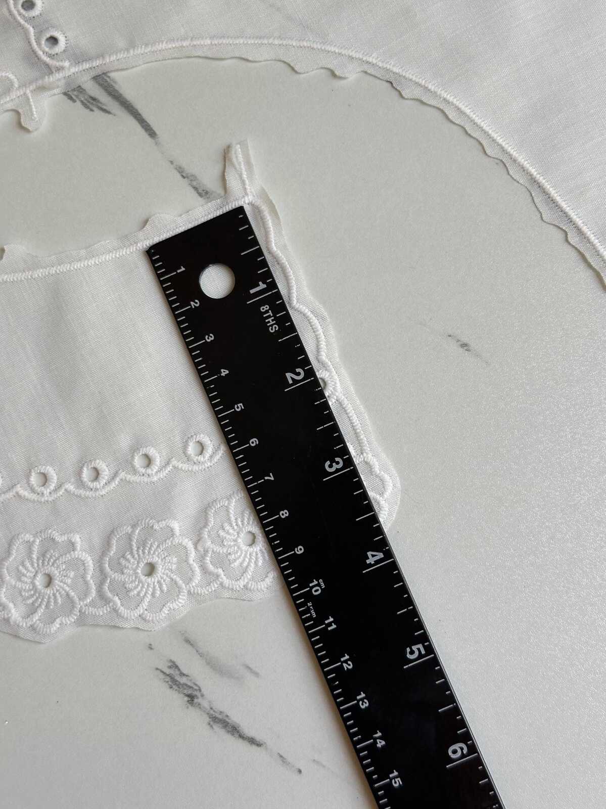 Off White Cotton Eyelet Embroidered Lace Collar Detachable Sailor Neckline Applique Statement Bodice Motif for Blouses Gowns, 6"