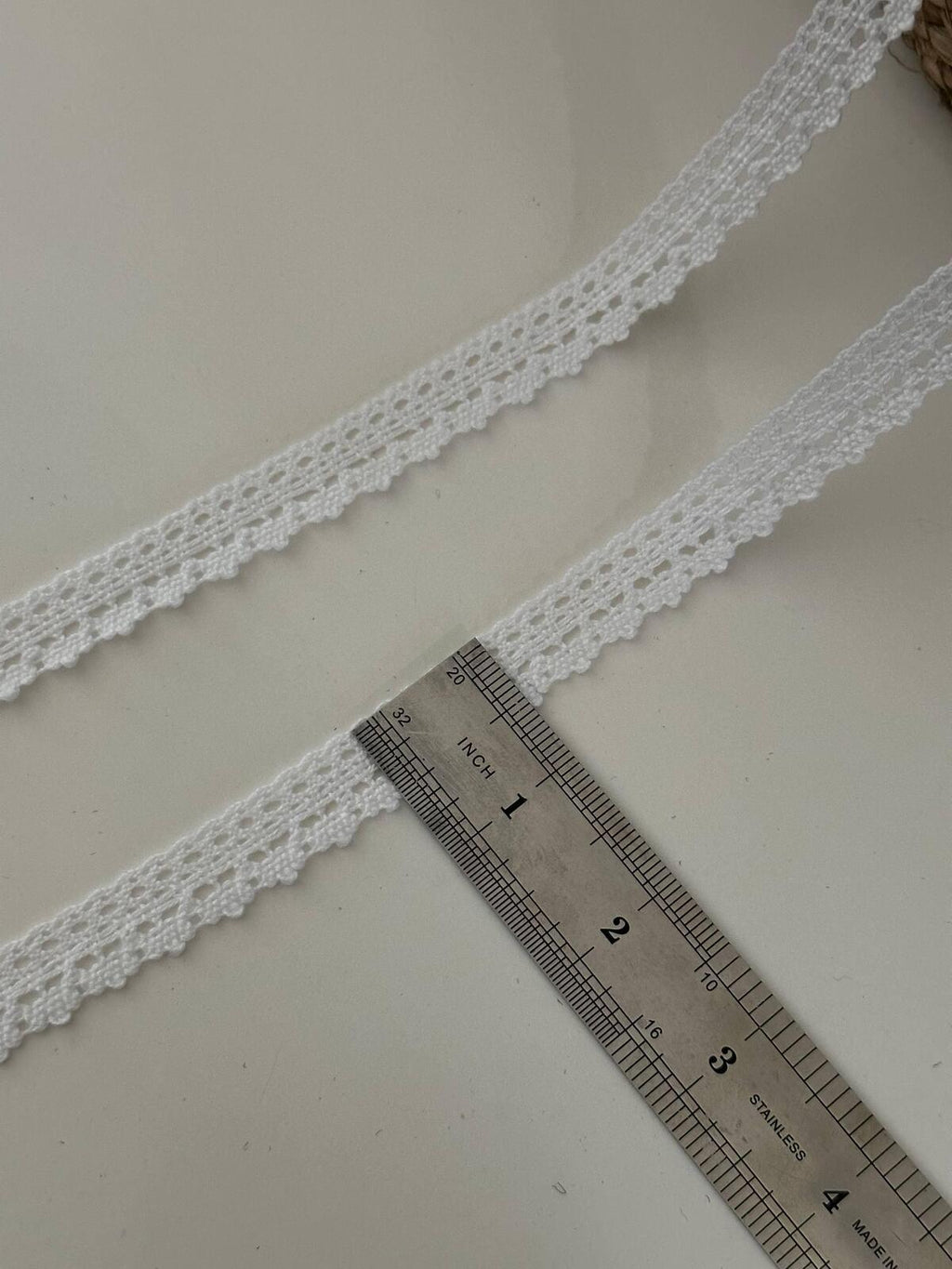 5Yds Non-Stretch 0.6" White Cotton Crochet Lace Trim, Vintage Craft Wholesale