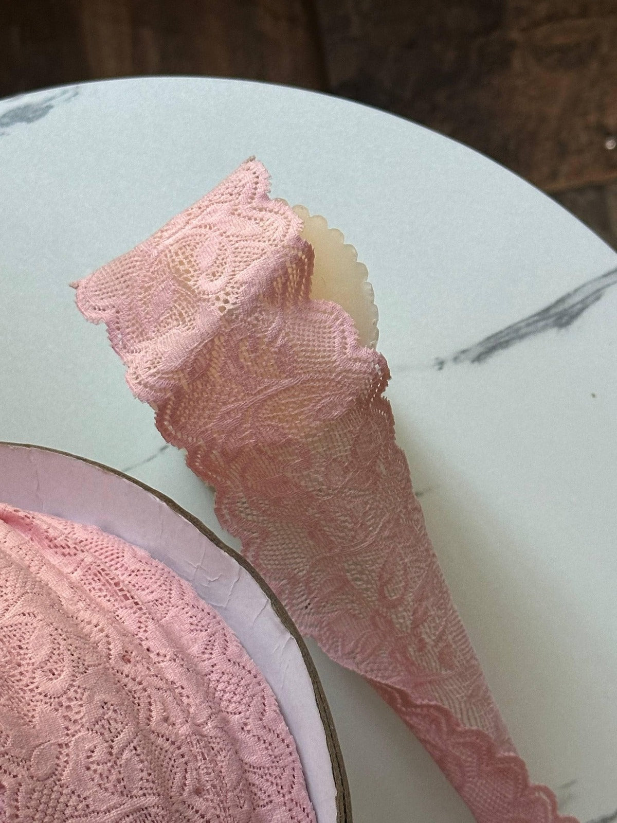 10yds  Light Baby Floral Stretch Elastic Lace Trim Symmetrical Double Scalloped Galloon Ribbon for Lingerie Crafts Sewing, 2"  Wholesale
