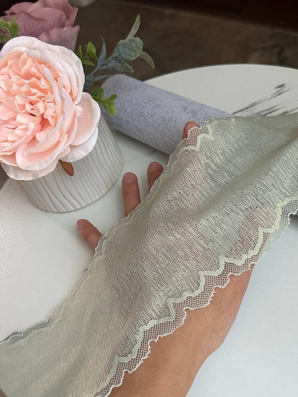Sage Green Mesh Lace Trim, 4.2" Hair Bow Ribbon, Bulk Clearance Coquette Y2K Lace, Scrunchie Trim, DIY Sewing, Retail Wholesale