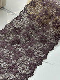 1Yd Stretch 5" Dark Plum Purple Floral Scalloped Wide Stretch Lace Trim