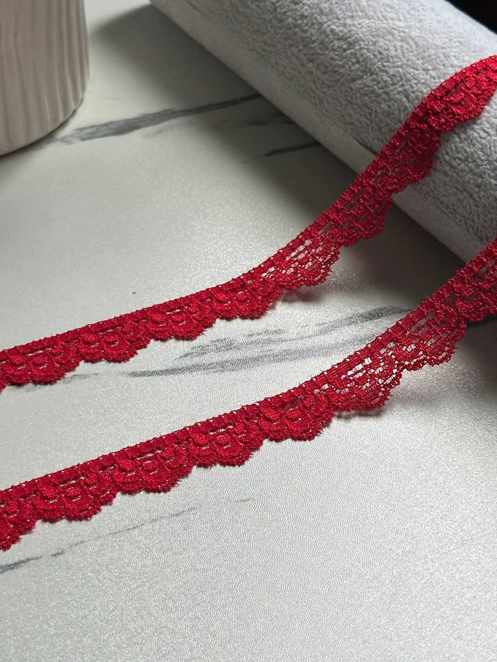 10yds  Red Stretch Lace Trim by Yard, 0.6" Narrow Elastic Ribbon, Coquette Y2K Lace, Lingerie Lace, DIY Sewing Craft, Retail Wholesale