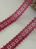 10yds Magenta Guipure Lace Trim, 0.75" Narrow Ribbon, Bulk Clearance Coquette Y2K Lace, Garment Trim, DIY Sewing, Retail Wholesale