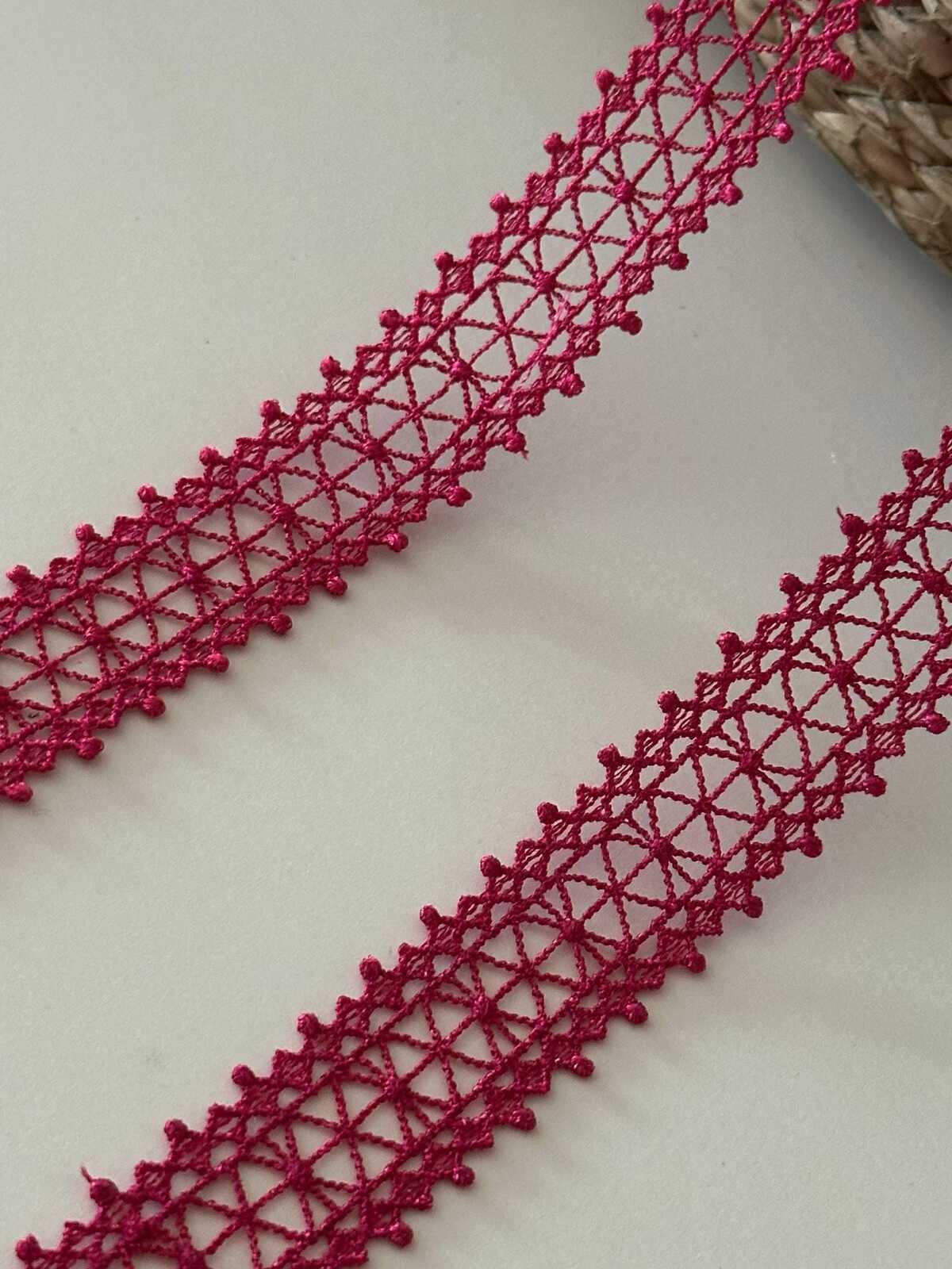 10yds Magenta Guipure Lace Trim, 0.75" Narrow Ribbon, Bulk Clearance Coquette Y2K Lace, Garment Trim, DIY Sewing, Retail Wholesale